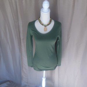 No Boundaries Long Sleeve Olive Branch Tee Shirt